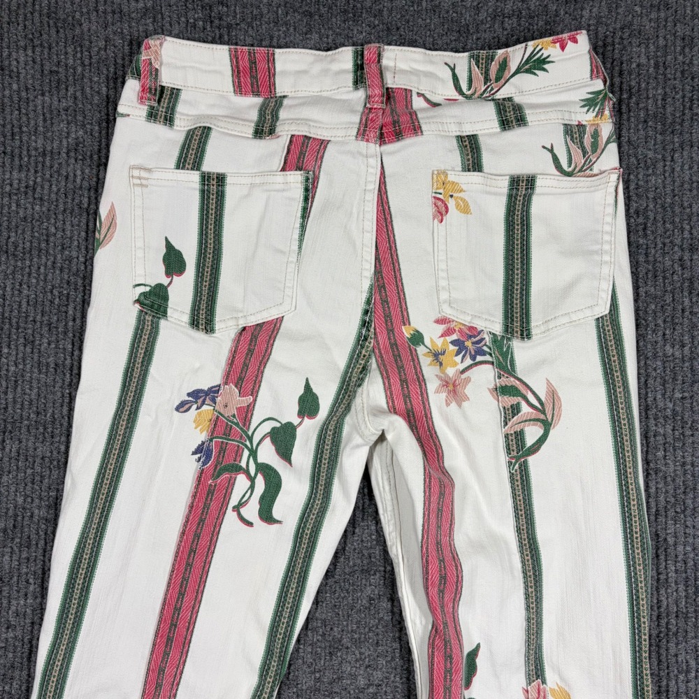 BDG Urban Outfitters Jeans Womens 29 Floral Striped Flare White Pink Green - Picture 4 of 9